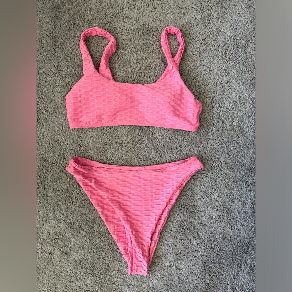 Bright pink swimsuit